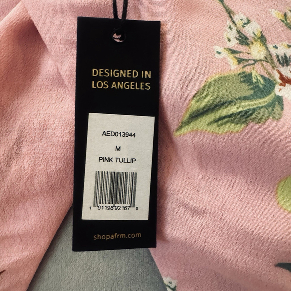 NWT AFRM Cutout Flounce Hemline Mini Dress Size:M Monna Pink Floral Long Sleeve - Picture 12 of 14